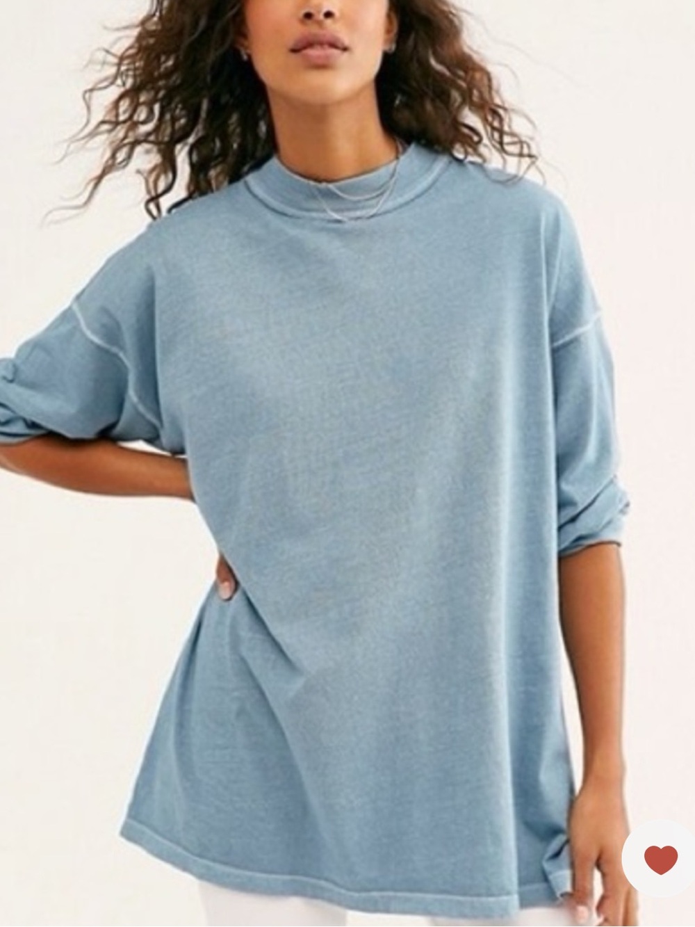 Be Free Tunic by Free People Oversized Crewneck Tee in Dusty Blue